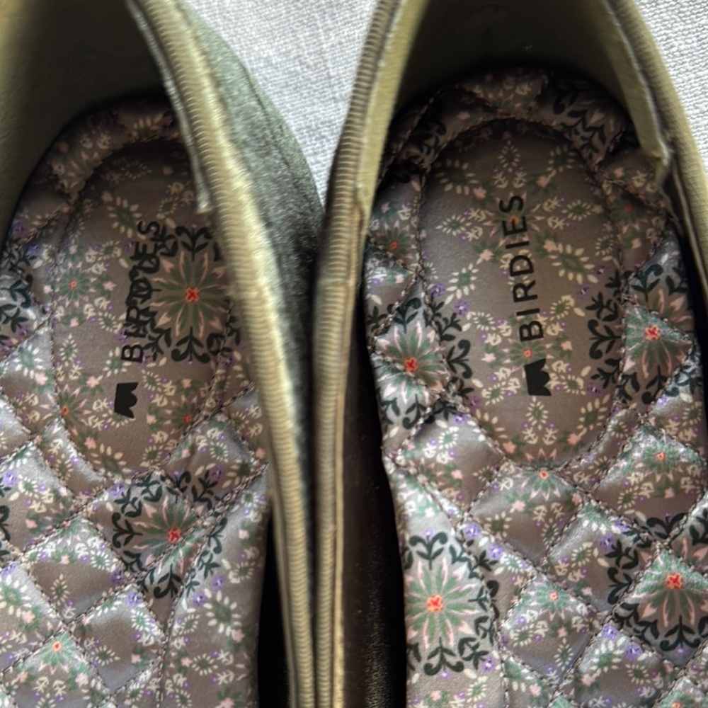 Birdies The Heron Loafers Green Crushed Velvet Flats Sz 7 - Picture 9 of 11
